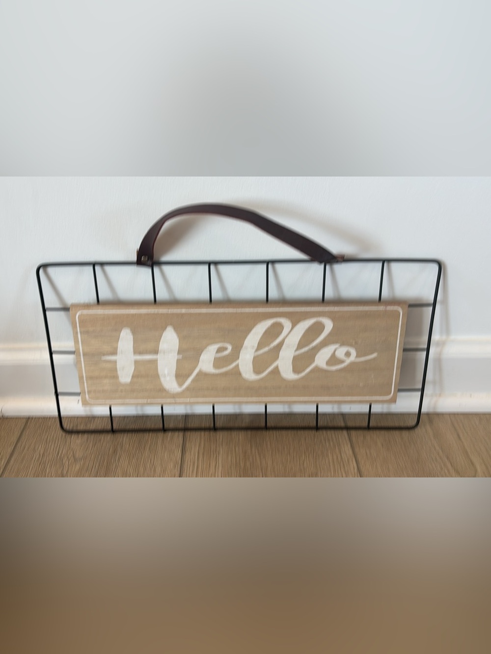 Hello Wood and Metal Wall Sign - Neutral